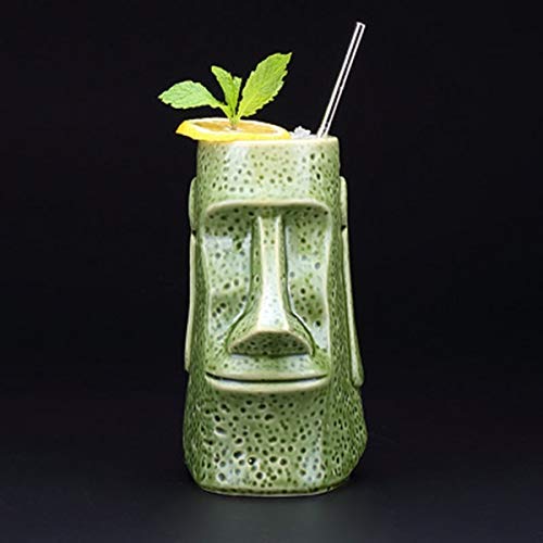 Cute Green Ceramic Tiki Cocktail Glasses