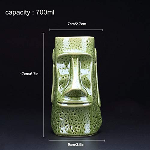 Cute Green Ceramic Tiki Cocktail Glasses