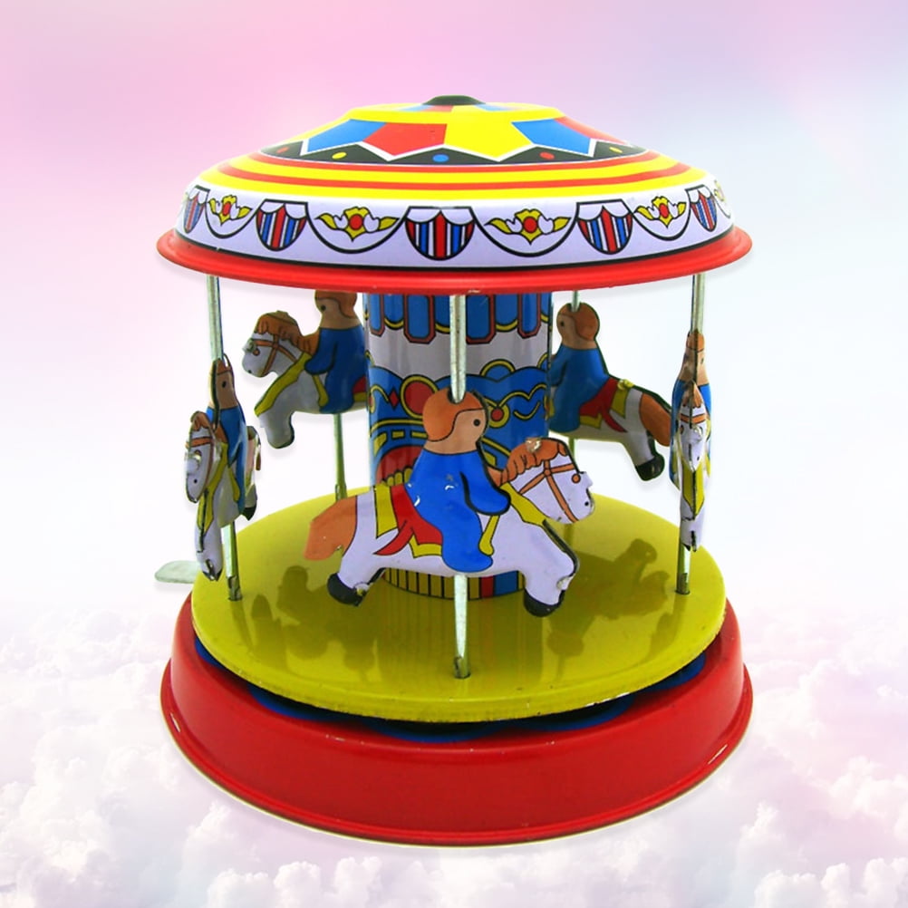 Retro Tin Clockwork Merry-Go-Round Toy Decoration