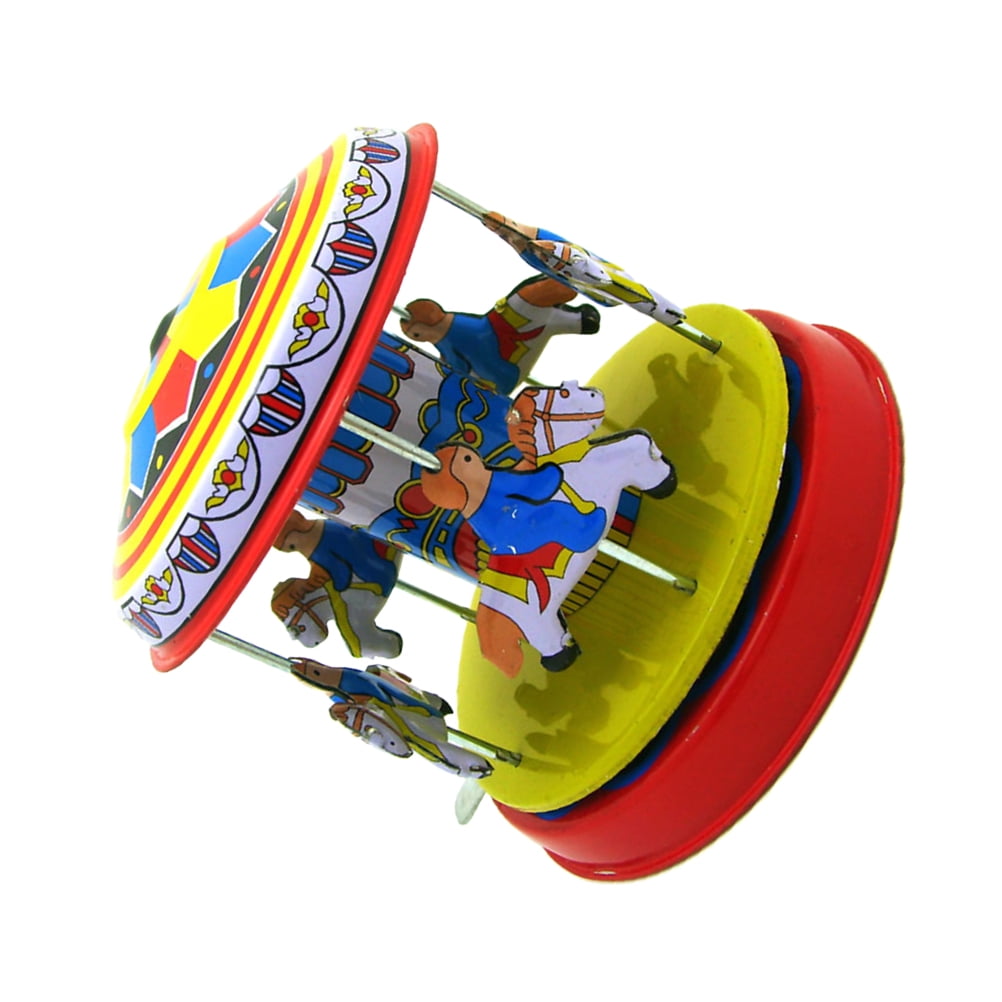Retro Tin Clockwork Merry-Go-Round Toy Decoration