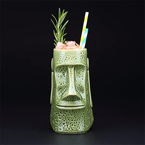 Cute Green Ceramic Tiki Cocktail Glasses
