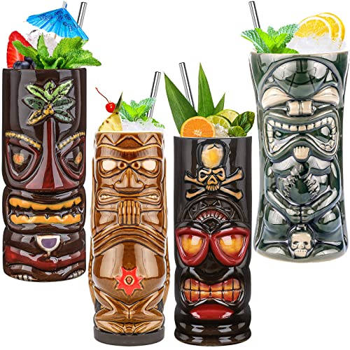 4-Piece Ceramic Tiki Glass Set