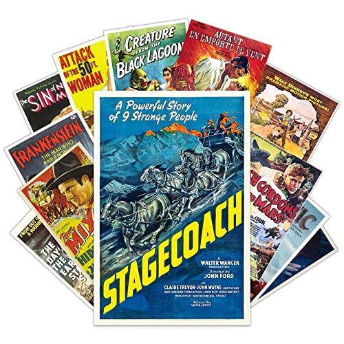 Retro Horror Movie Poster Decals - 12 Pack