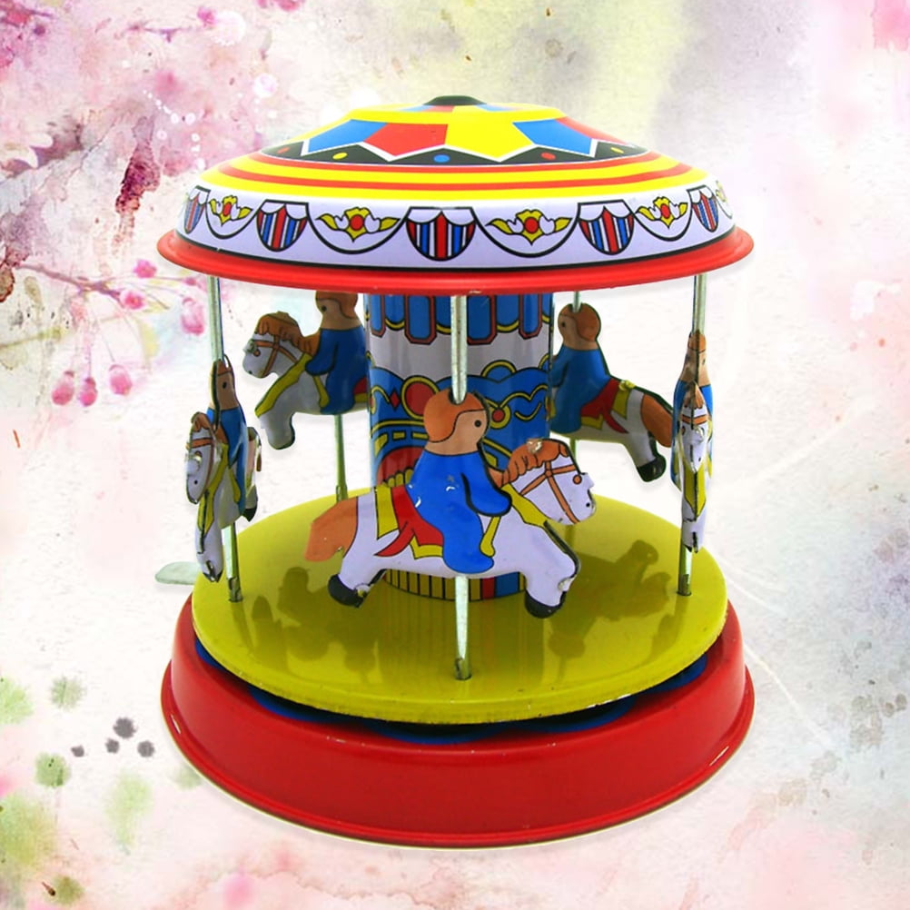 Retro Tin Clockwork Merry-Go-Round Toy Decoration
