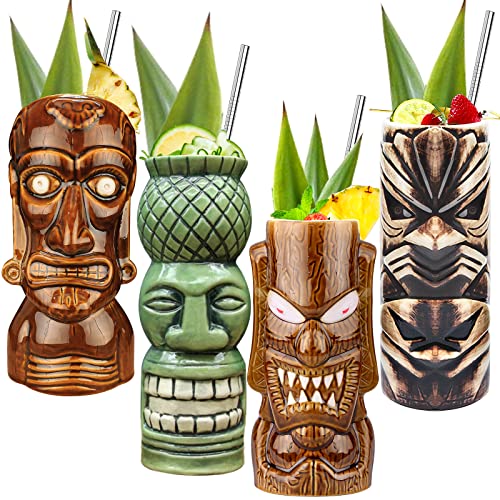 Tropical Tiki Mug Set for Cocktails