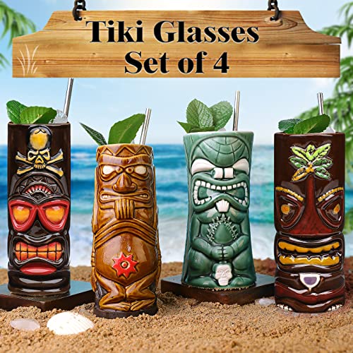 4-Piece Ceramic Tiki Glass Set