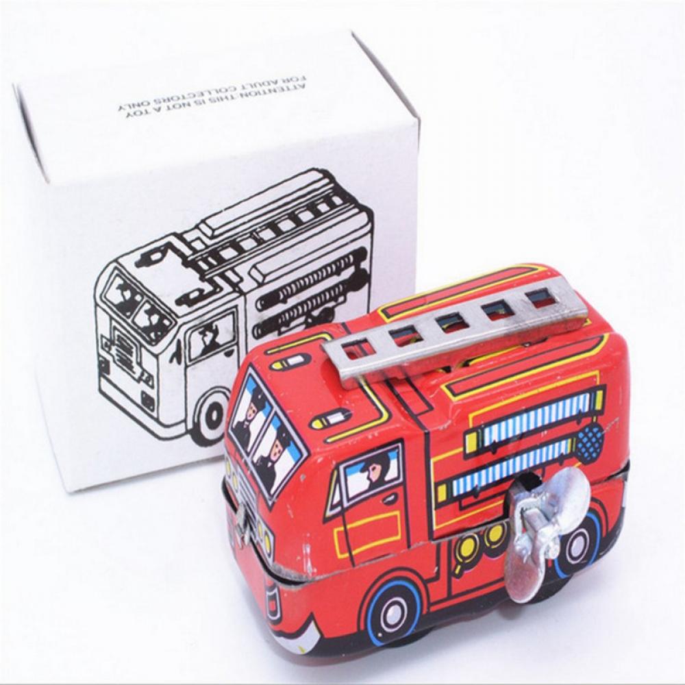 Vintage Clockwork Tin Train Bus Toy for Kids