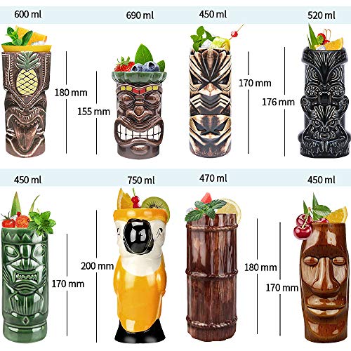 Ceramic Tiki Mugs Set of 8