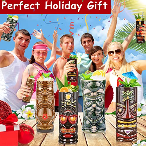 4-Piece Ceramic Tiki Glass Set