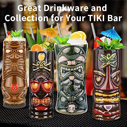 4-Piece Ceramic Tiki Glass Set