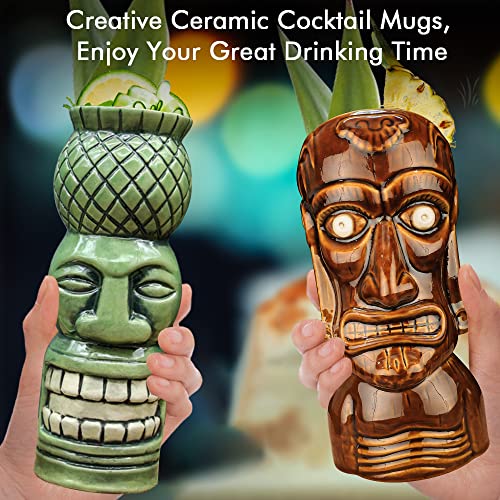 Tropical Tiki Mug Set for Cocktails