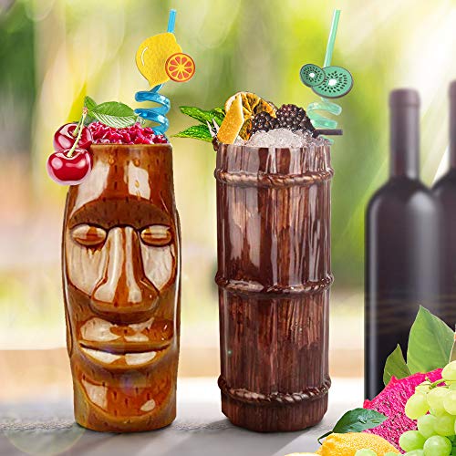 Set of 4 Large Tiki Cocktail Mugs
