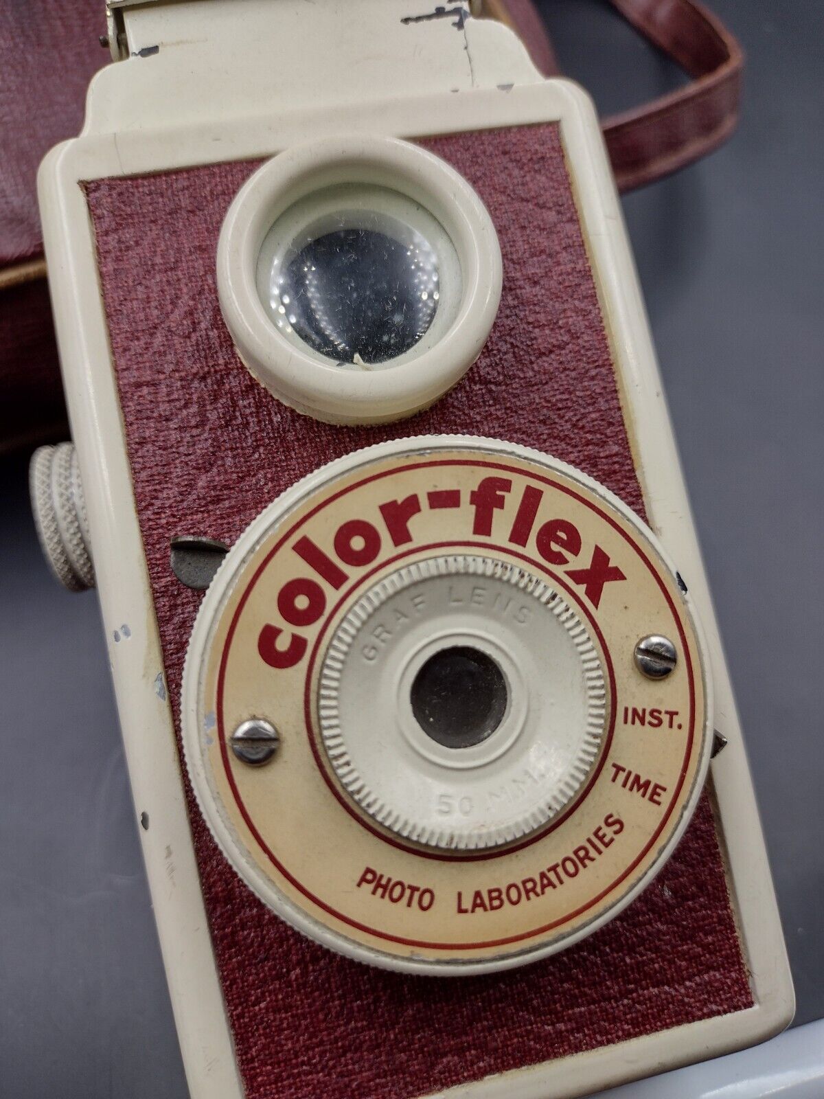 Red Art Deco Camera with Rare Lens