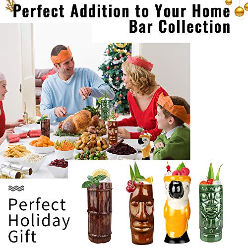 Set of 4 Large Tiki Cocktail Mugs