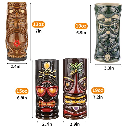 4-Piece Ceramic Tiki Glass Set