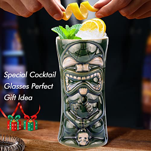 4-Piece Ceramic Tiki Glass Set