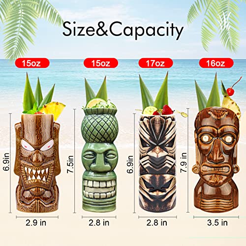 Tropical Tiki Mug Set for Cocktails