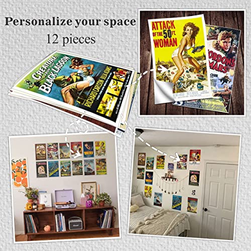 Retro Horror Movie Poster Decals - 12 Pack