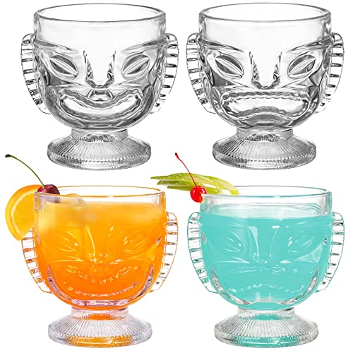 4 Pack Clear Tiki Glasses Set