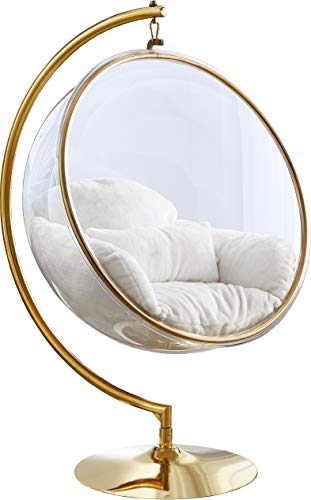 White Faux Fur Swing Accent Chair
