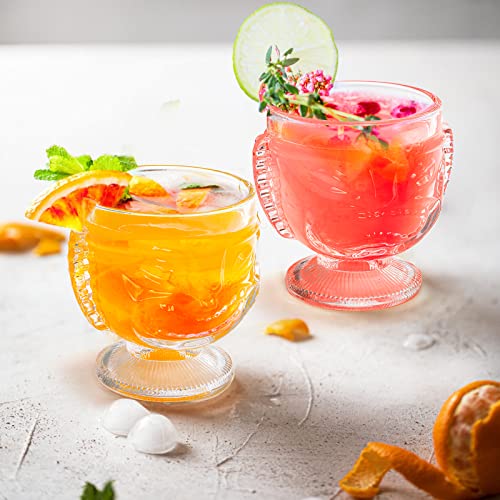 4 Pack Clear Tiki Glasses Set