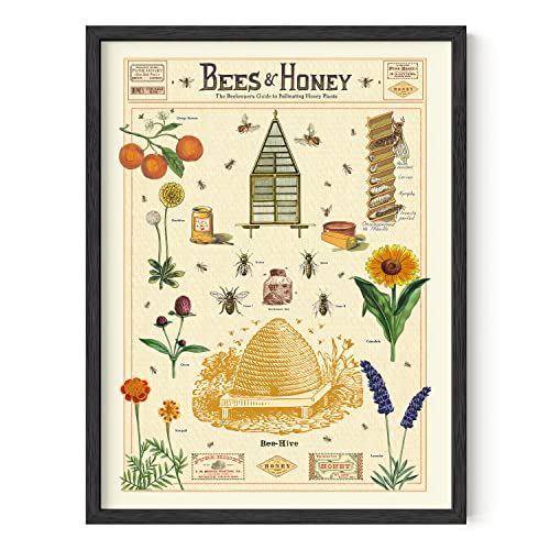 Vintage Honey Bee Poster for Room Decor