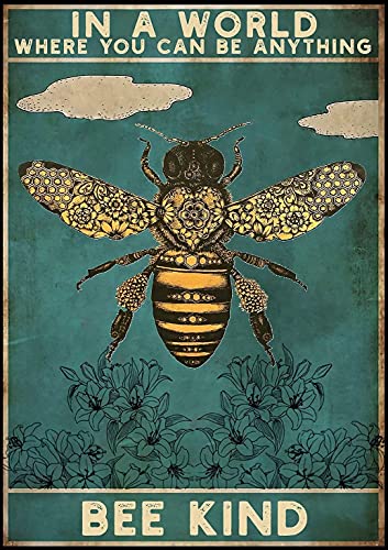 Retro Metal Tin Sign Kind Posters Floral Art Posters of Bees Art Posters On The Wall Metal Tin Sign/Metal Plaque Metal Sign Retro Vintage Metal 8 X 12 Inch