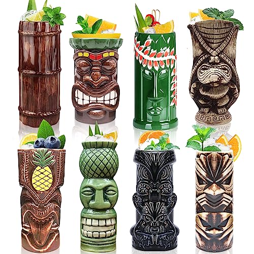 Tiki Luau Cocktail Mugs Set - 8pcs