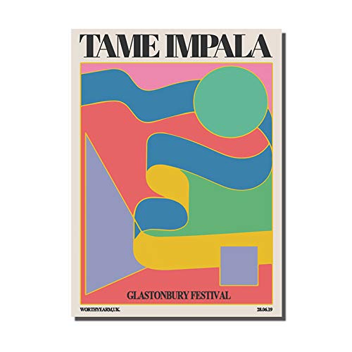 Colorful Vintage Tame Impala Glastonbury Poster Canvas