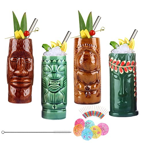 Set of 4 Tiki Cocktail Mugs