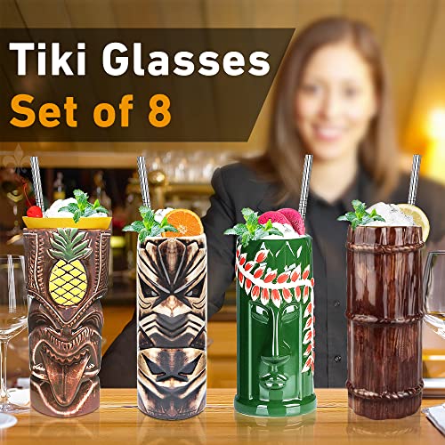 Tiki Luau Cocktail Mugs Set - 8pcs