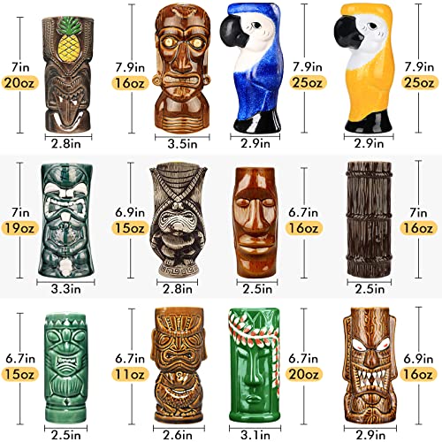 Hawaiian Tiki Mug Cocktail Set (12pcs)