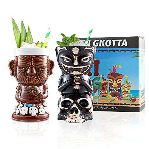 Hawaiian Tiki Cocktail Mugs Set - 2 Pieces
