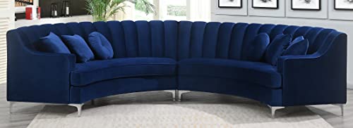 Blue Velvet Curved Modular Sectional for Living Room