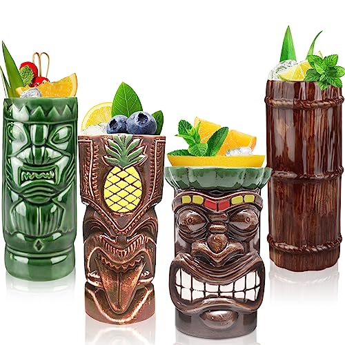 Tiki Cocktail Mugs Set of 4