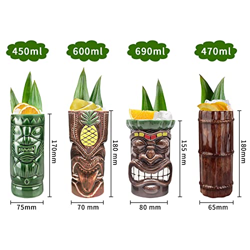 Tiki Cocktail Mugs Set of 4
