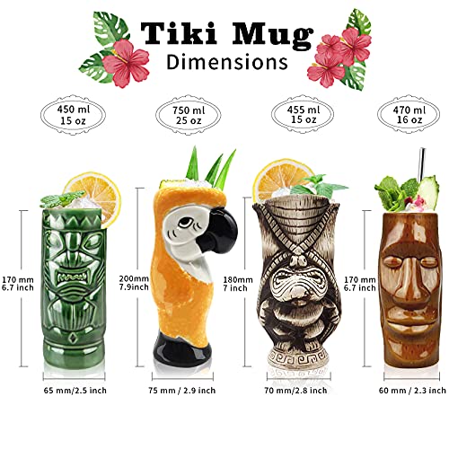Hawaiian Tiki Cocktail Mugs Set