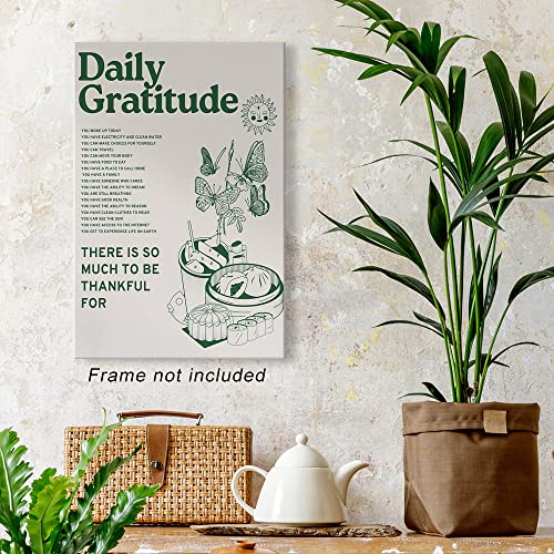 Green Inspirational Quotes Gratitude Posters for Retro Decor