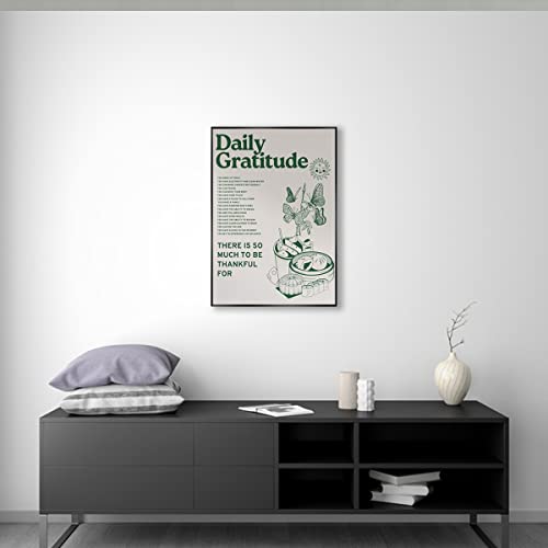 Green Inspirational Quotes Gratitude Posters for Retro Decor