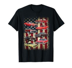 Retro Muscle Car American Flag T-Shirt