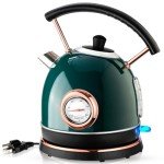 Electric Green Water Kettle with Temperature Gauge