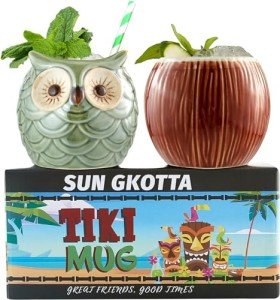 Coconut & Owl Ceramic Tiki Mug Set