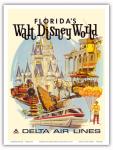 Florida’s Walt Disney World - First Year of Operation - Delta Air Lines - Vintage Airline Travel Poster by Daniel C. Sweeney c.1971 - Master Art Print 9in x 12in