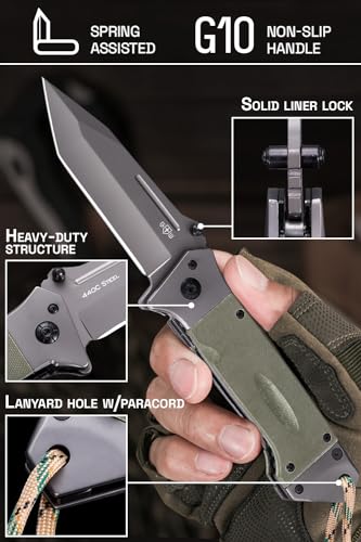 Grand Way Spring Assisted Tactical Folding Pocket Knife