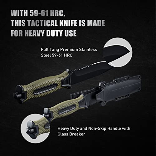 Leopcito 10" Tactical Fixed Blade Knife with Sheath