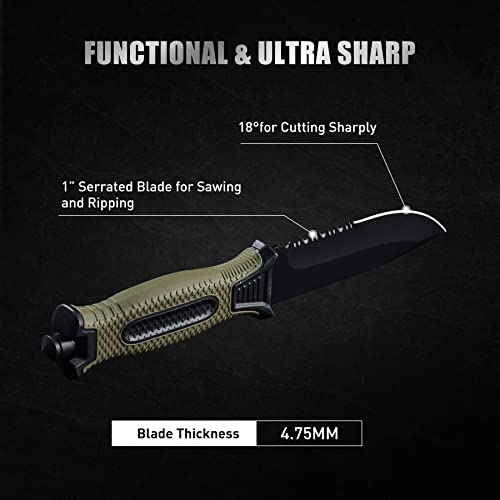 Leopcito 10" Tactical Fixed Blade Knife with Sheath