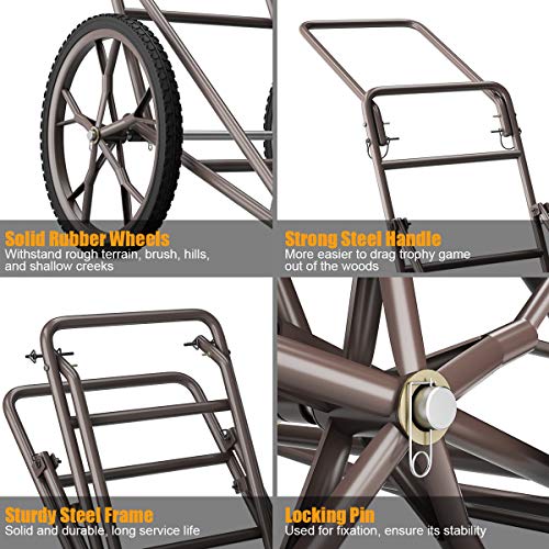 500 LBS Capacity Folding Deer Cart with Big Wheels