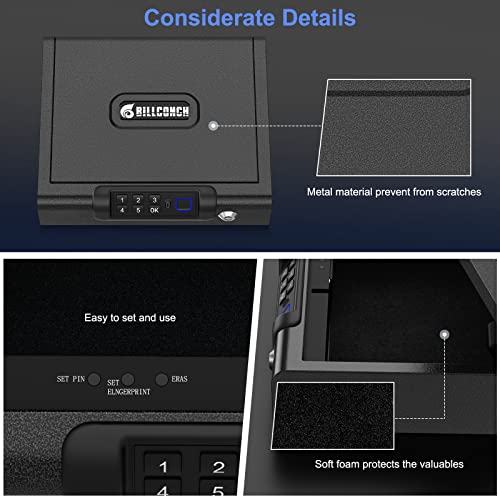 Biometric Gun Safe with Fingerprint and Key Unlock