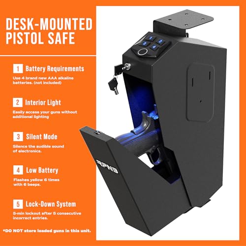 Biometric Fingerprint Mounted Gun Safe with Auto Open