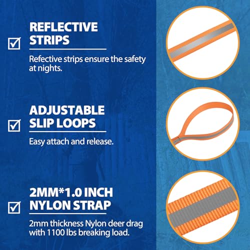 Hunthor Deer Drag Rope with Wider Handle